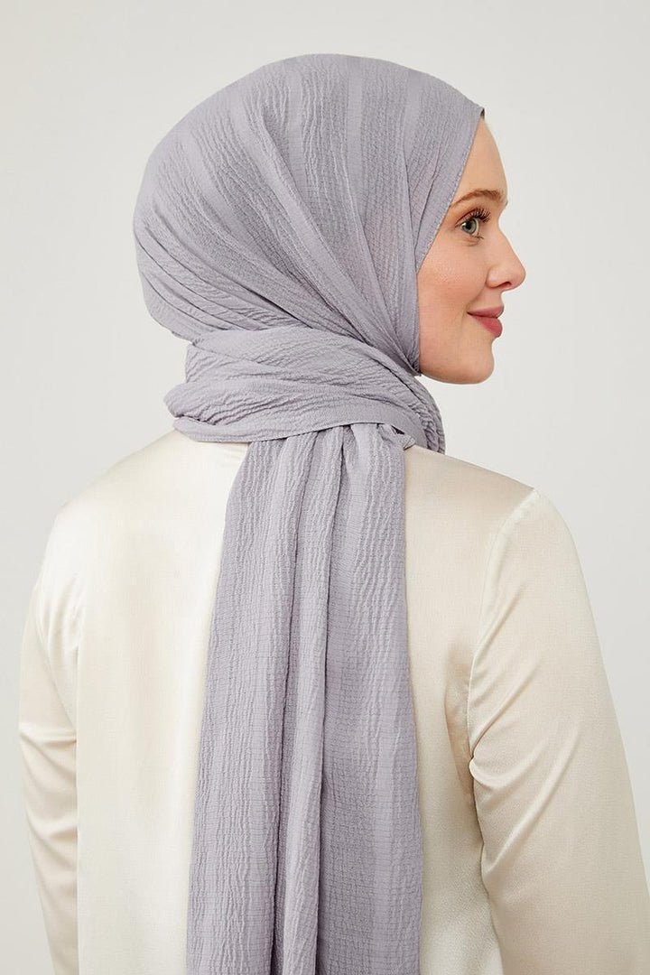 Naturel Line Shawl - Silver - modestanbul