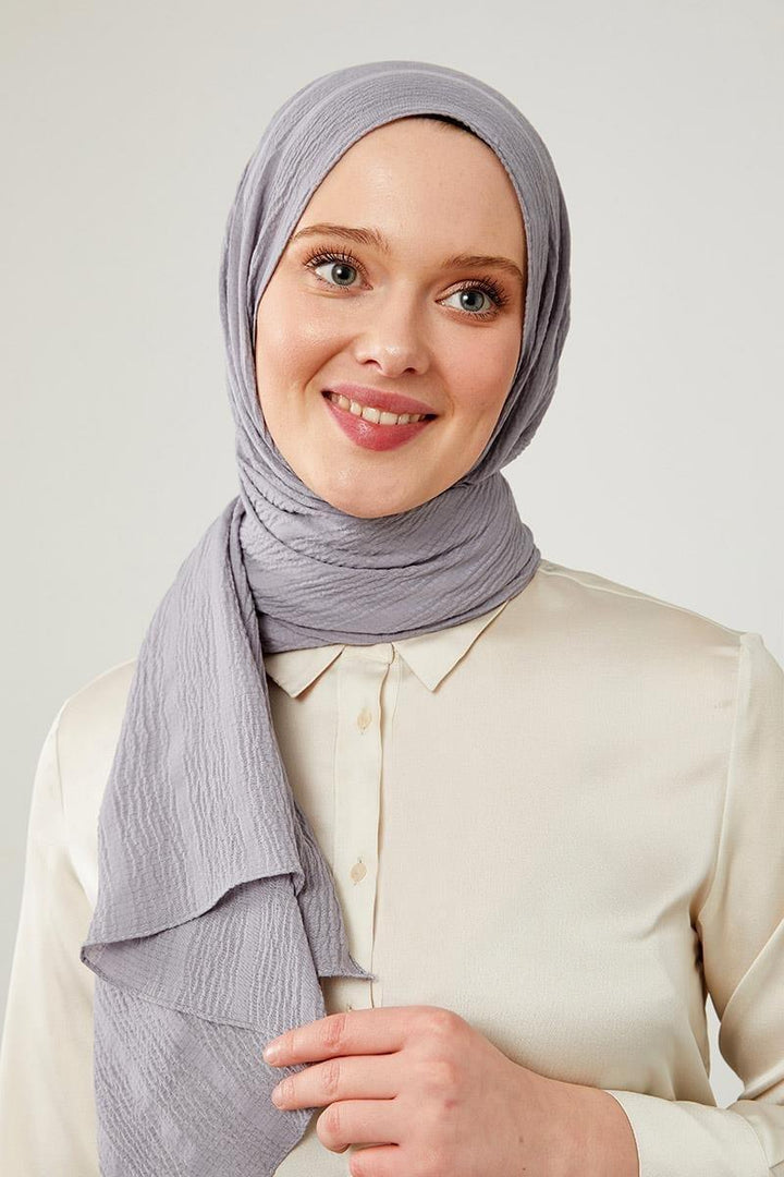 Naturel Line Shawl - Silver - modestanbul