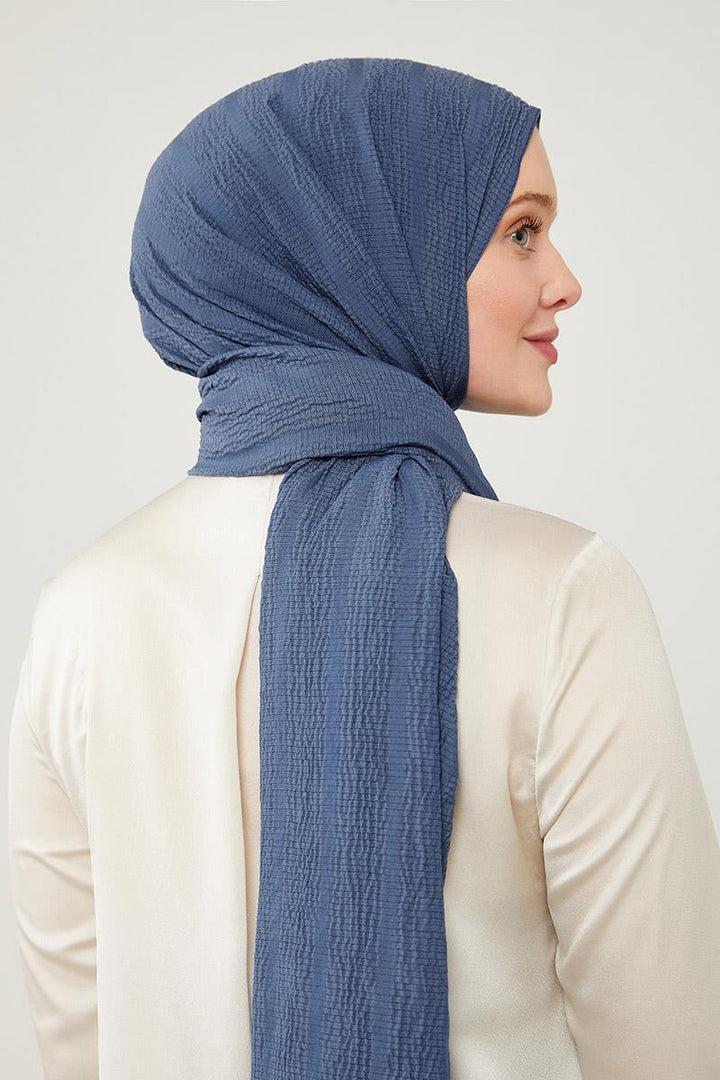 Naturel Line Shawl - Indigo - modestanbul