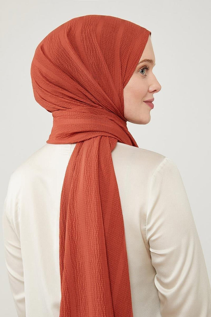 Naturel Line Shawl - Brick Red - modestanbul