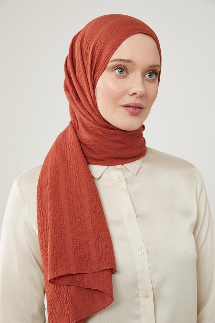 Naturel Line Shawl - Brick Red - modestanbul