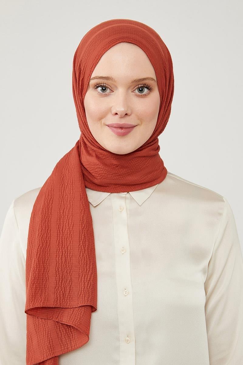 Naturel Line Shawl - Brick Red - modestanbul