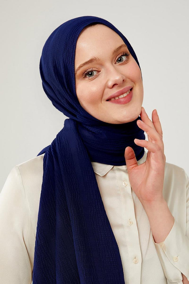 Naturel Line Shawl - Navy Blue - modestanbul