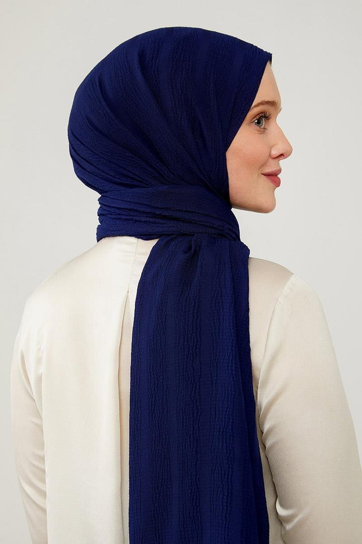 Naturel Line Shawl - Navy Blue - modestanbul