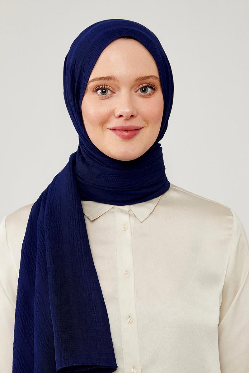 Naturel Line Shawl - Navy Blue - modestanbul