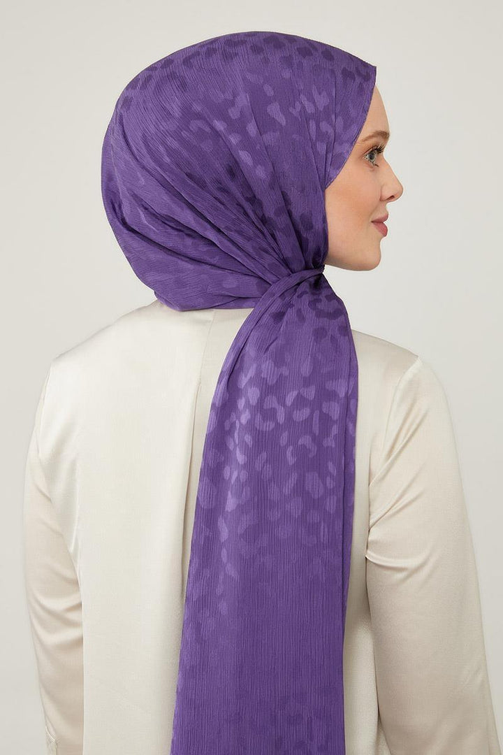 Jacquard Capri Shawl - Purple - modestanbul