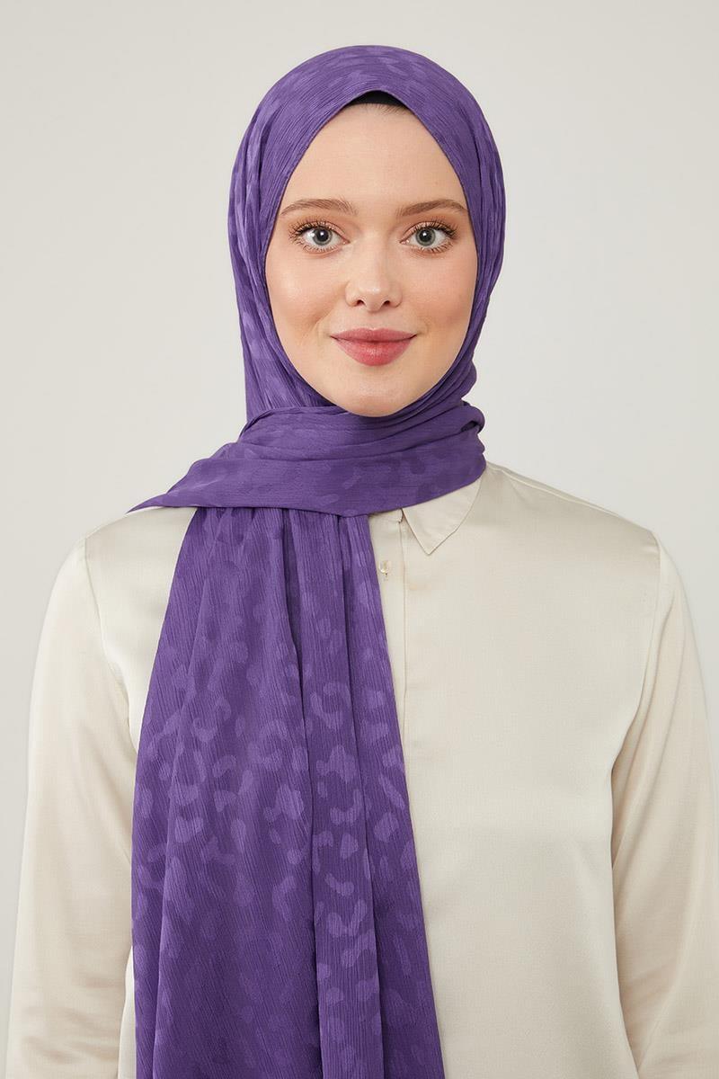 Jacquard Capri Shawl - Purple - modestanbul