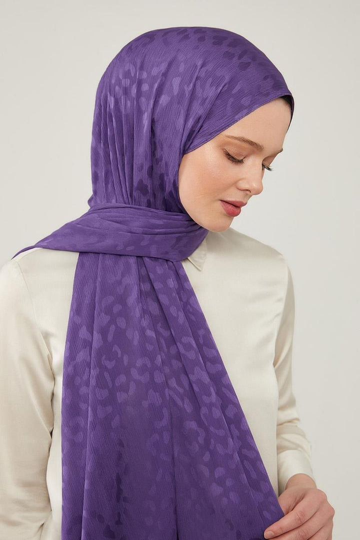 Jacquard Capri Shawl - Purple - modestanbul