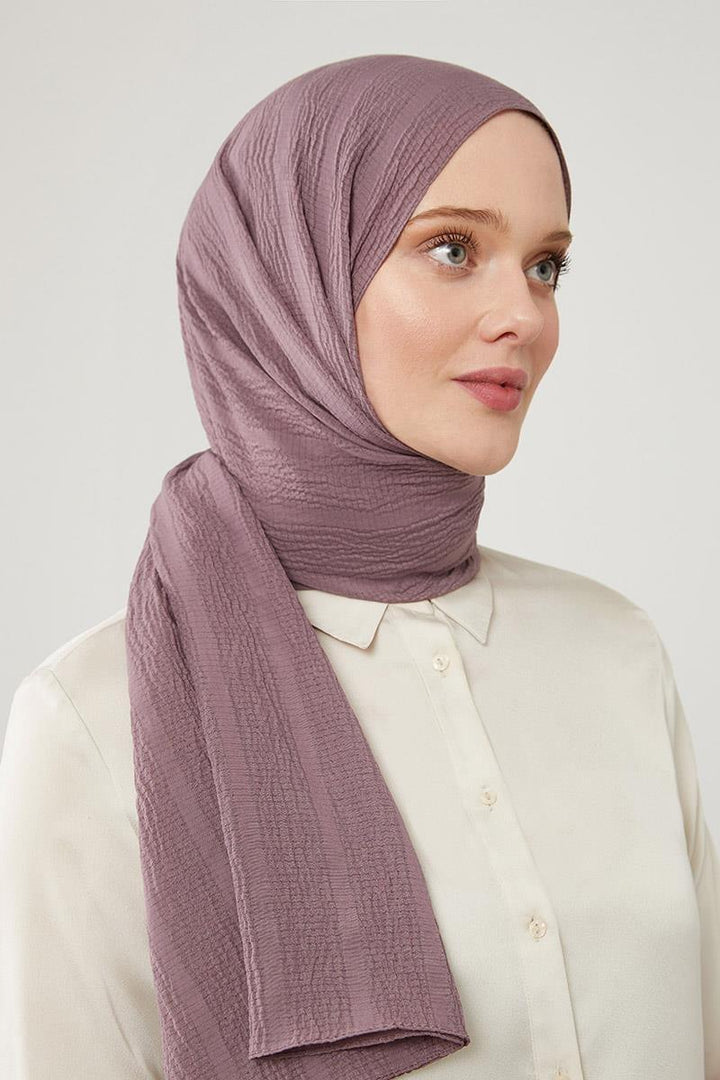 Naturel Line Shawl - Purple - modestanbul