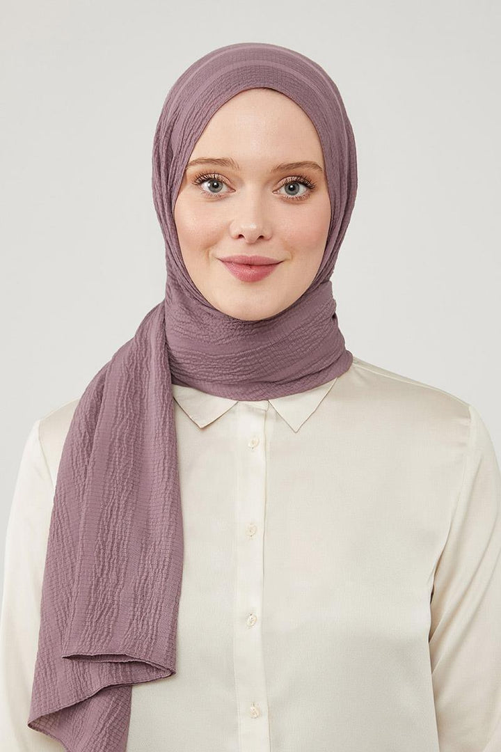 Naturel Line Shawl - Purple - modestanbul