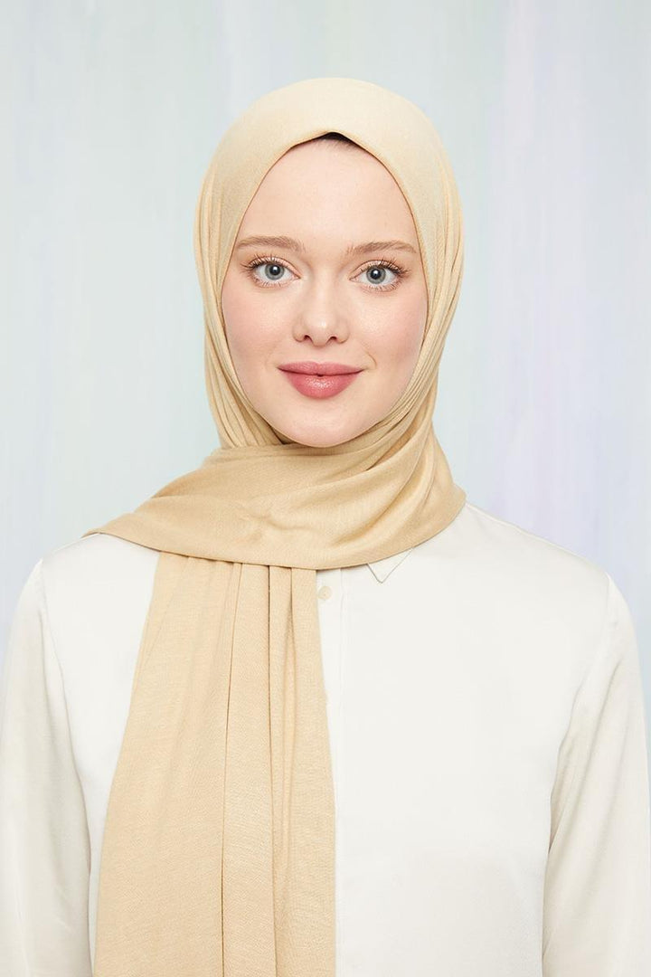 Combed Shawl - Cream - modestanbul