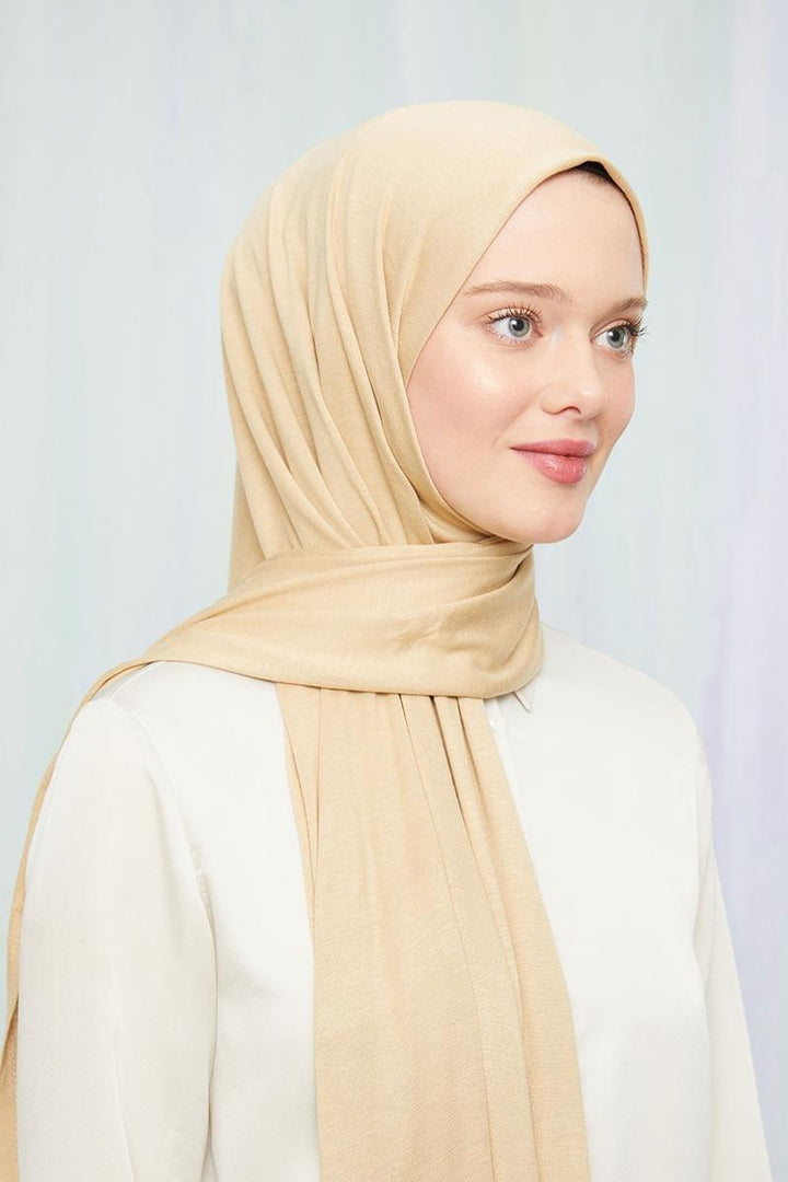 Combed Shawl - Cream - modestanbul