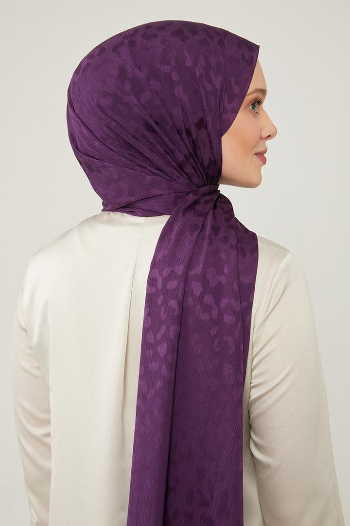 Jacquard Capri Shawl - Eggplant Purple - modestanbul