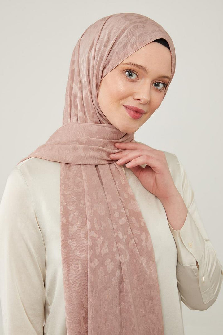 Jacquard Capri Shawl - Pink - modestanbul