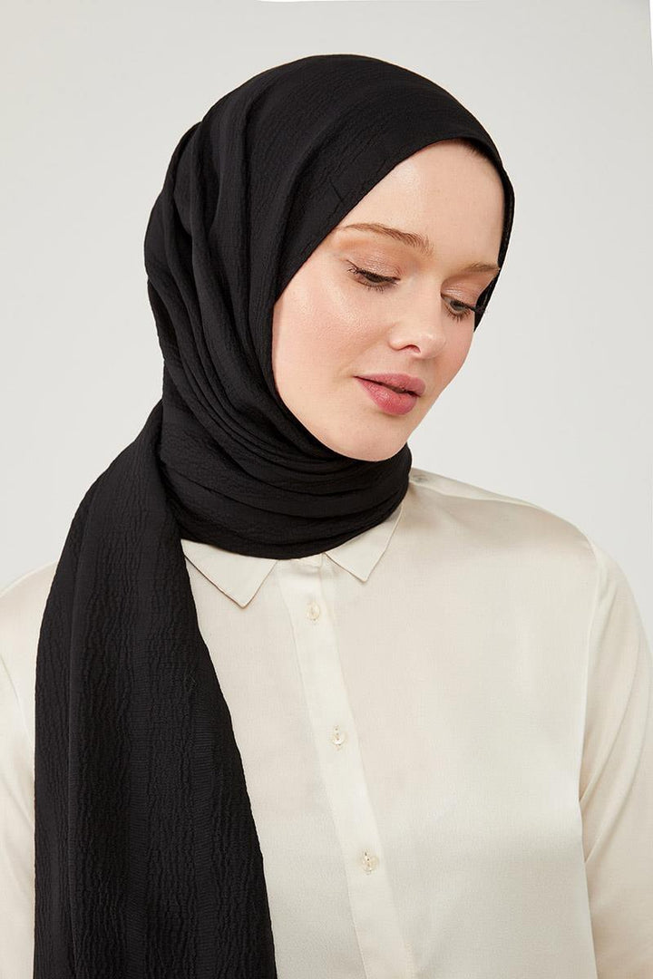 Naturel Line Shawl - Black - modestanbul