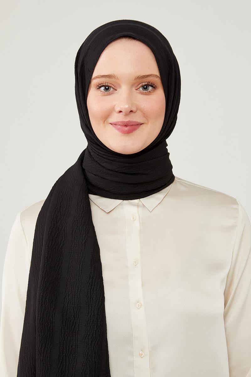 Naturel Line Shawl - Black - modestanbul