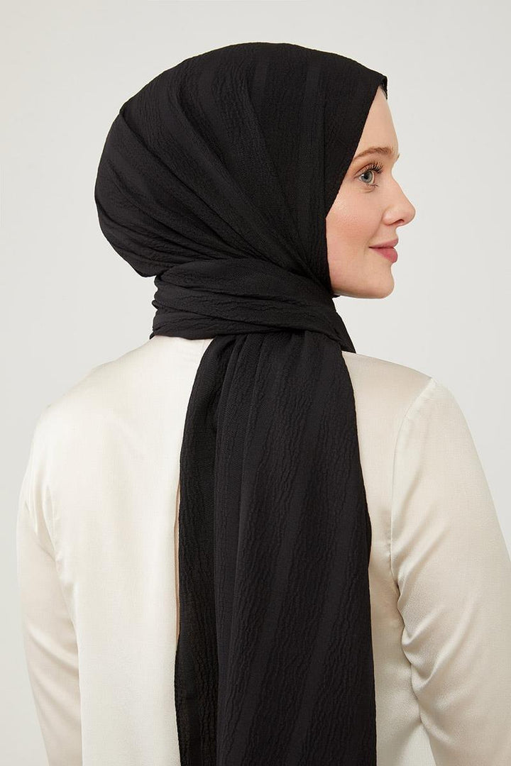 Naturel Line Shawl - Black - modestanbul