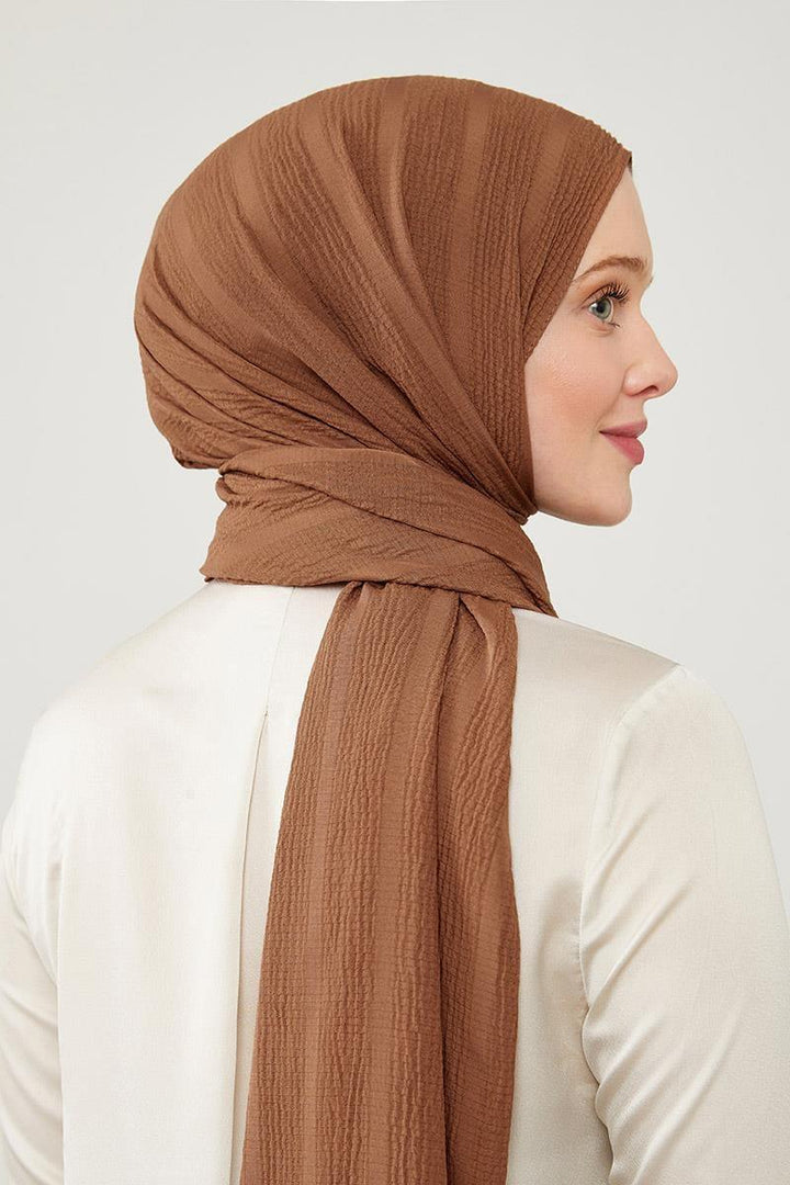 Naturel Line Shawl - Tan - modestanbul