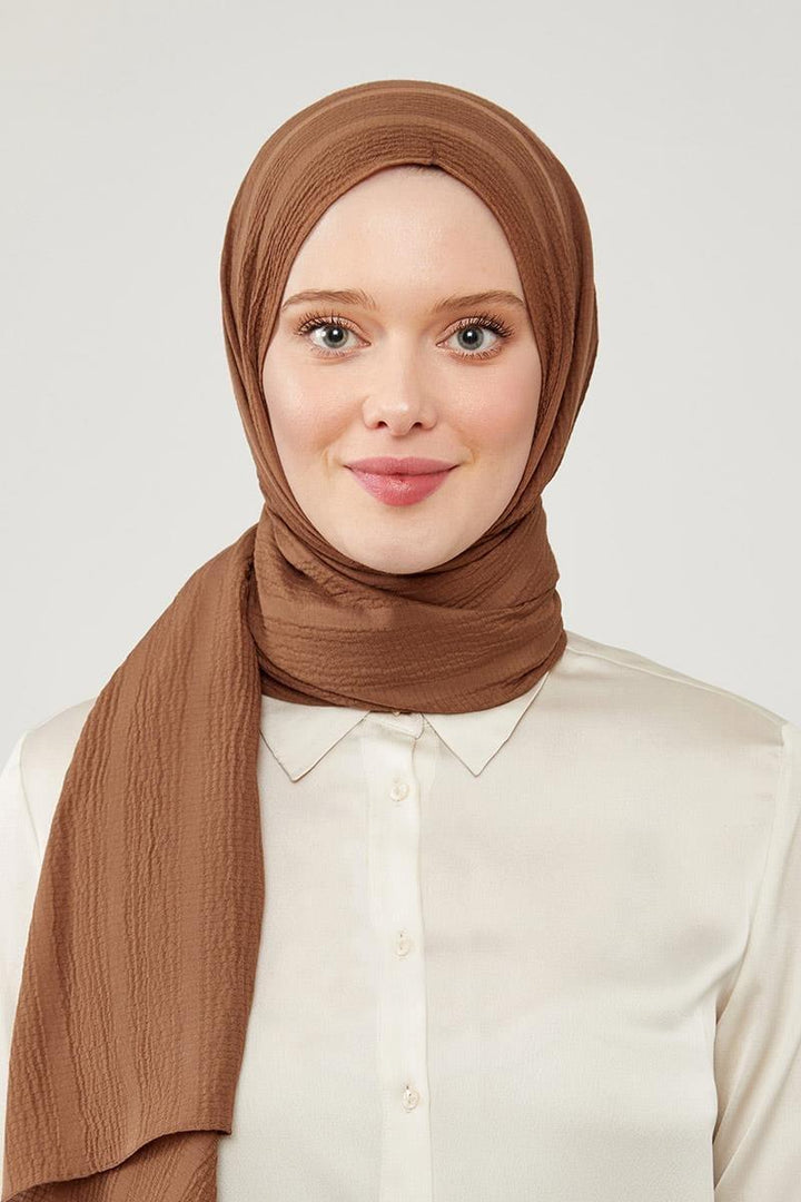 Naturel Line Shawl - Tan - modestanbul