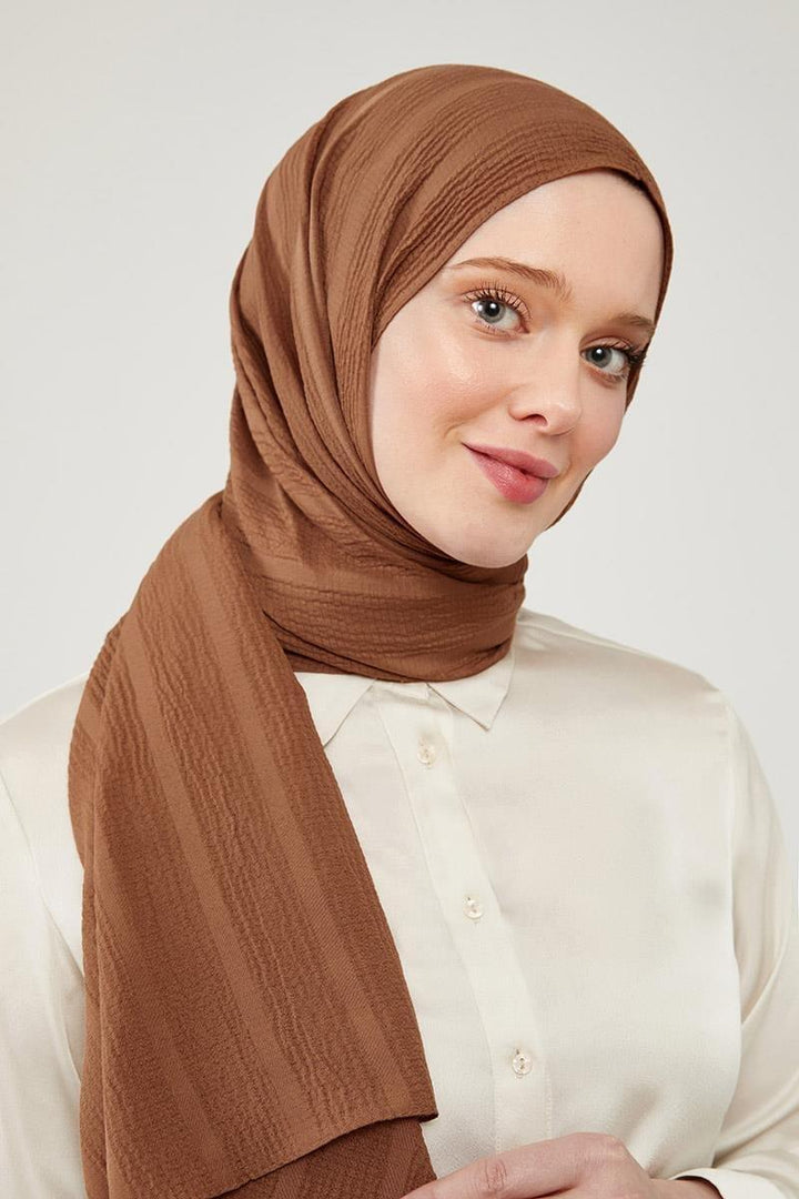 Naturel Line Shawl - Tan - modestanbul