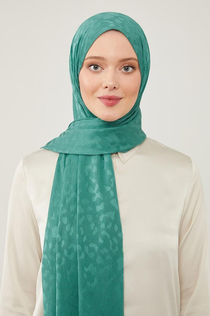 Jacquard Capri Shawl - Green - modestanbul