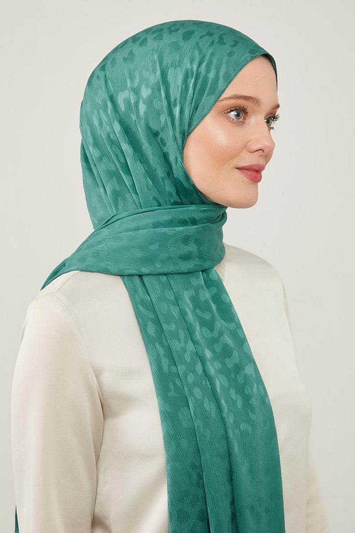 Jacquard Capri Shawl - Green - modestanbul