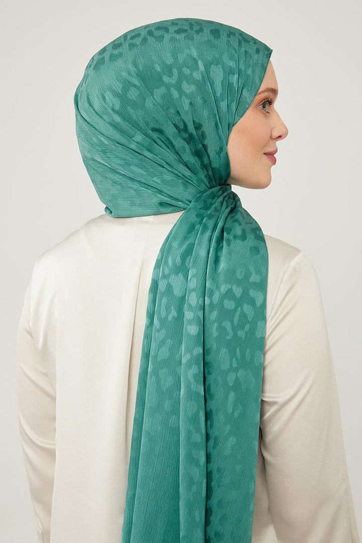 Jacquard Capri Shawl - Green - modestanbul