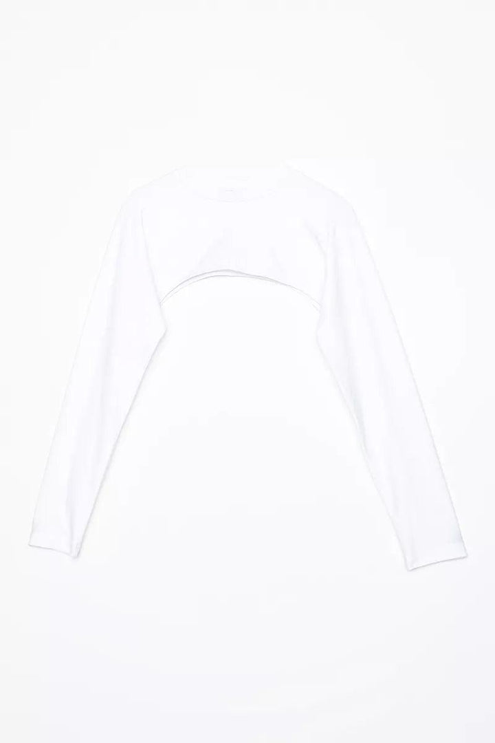 Cotton Long Sleeve Crop Underwear - White - modestanbul