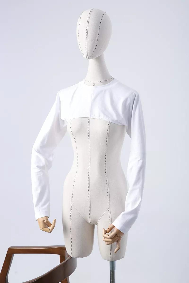 Cotton Long Sleeve Crop Underwear - White - modestanbul