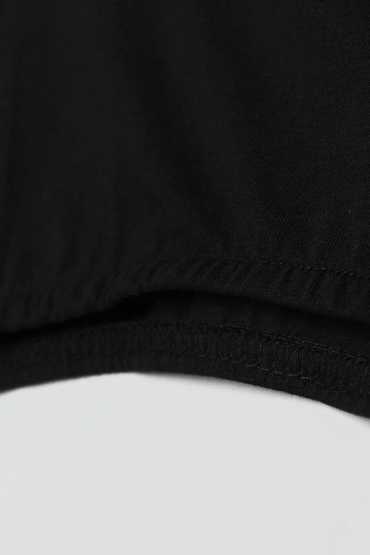 Cotton Long Sleeve Crop Underwear - Black - modestanbul