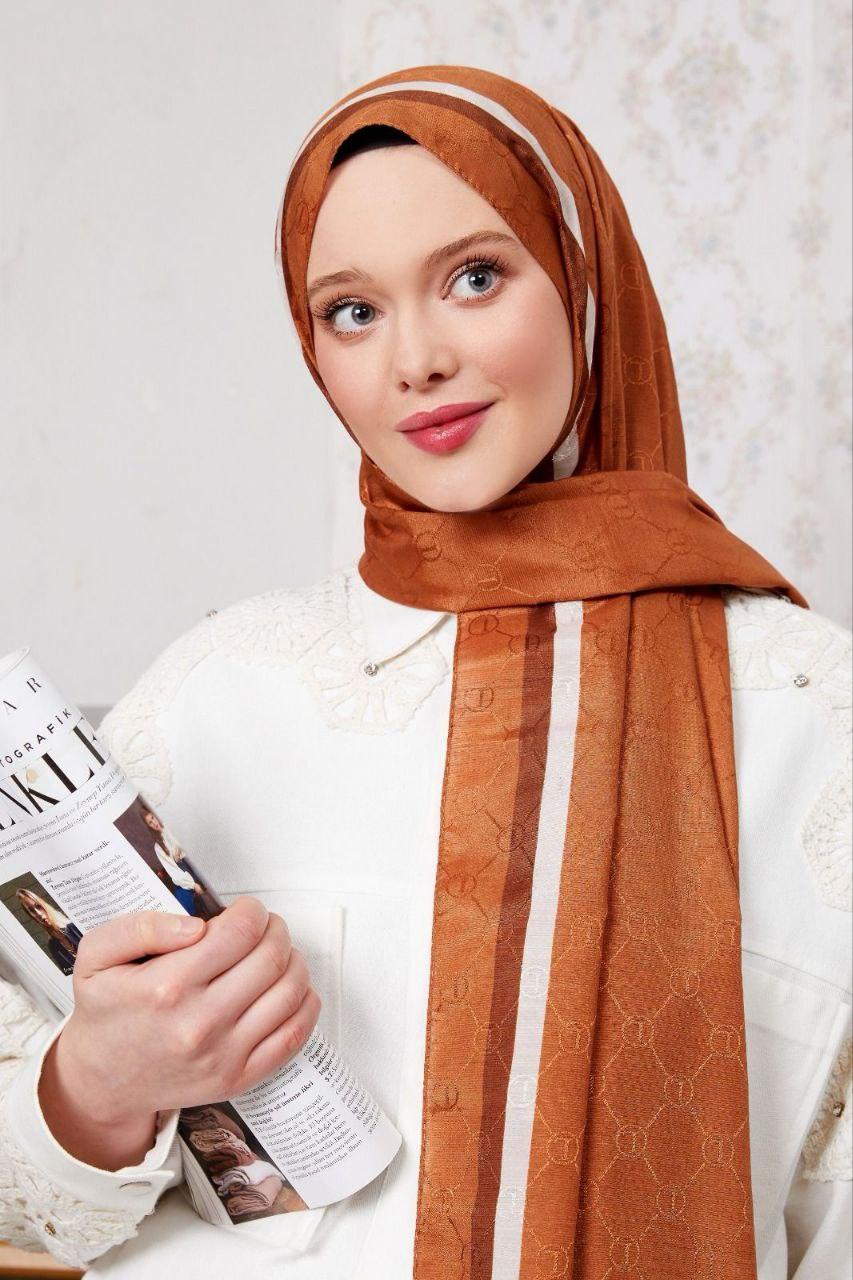 Monogram Shawl - Tan - modestanbul